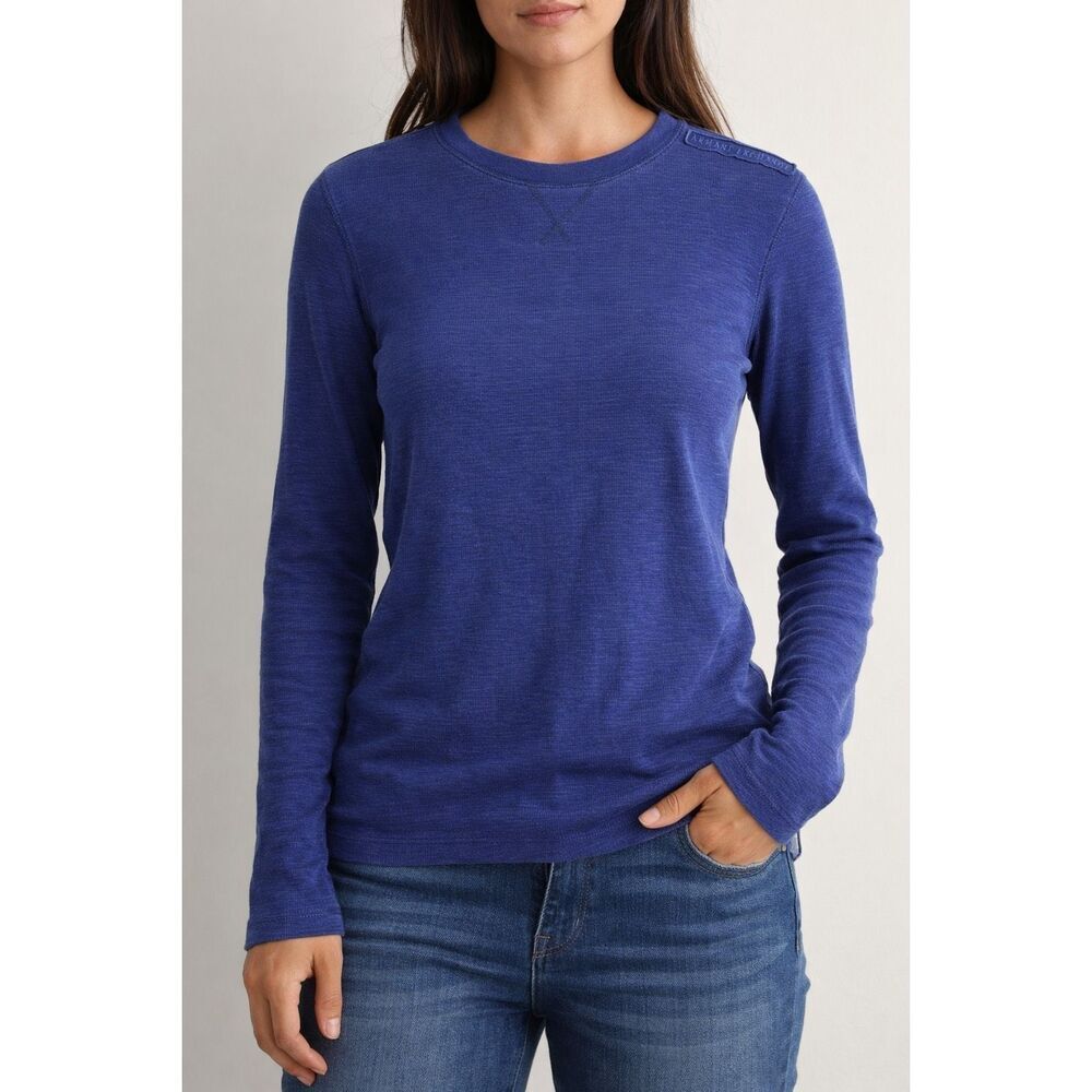 Armani Exchange Blue Long Sleeve Shirt S Unisex Slim Fit Lightweight Pullover